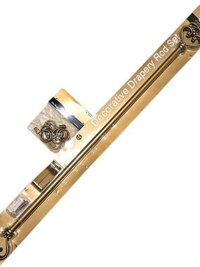 Decorative Drapery Rod Set in Gold 5/8" Dia 28-48in L